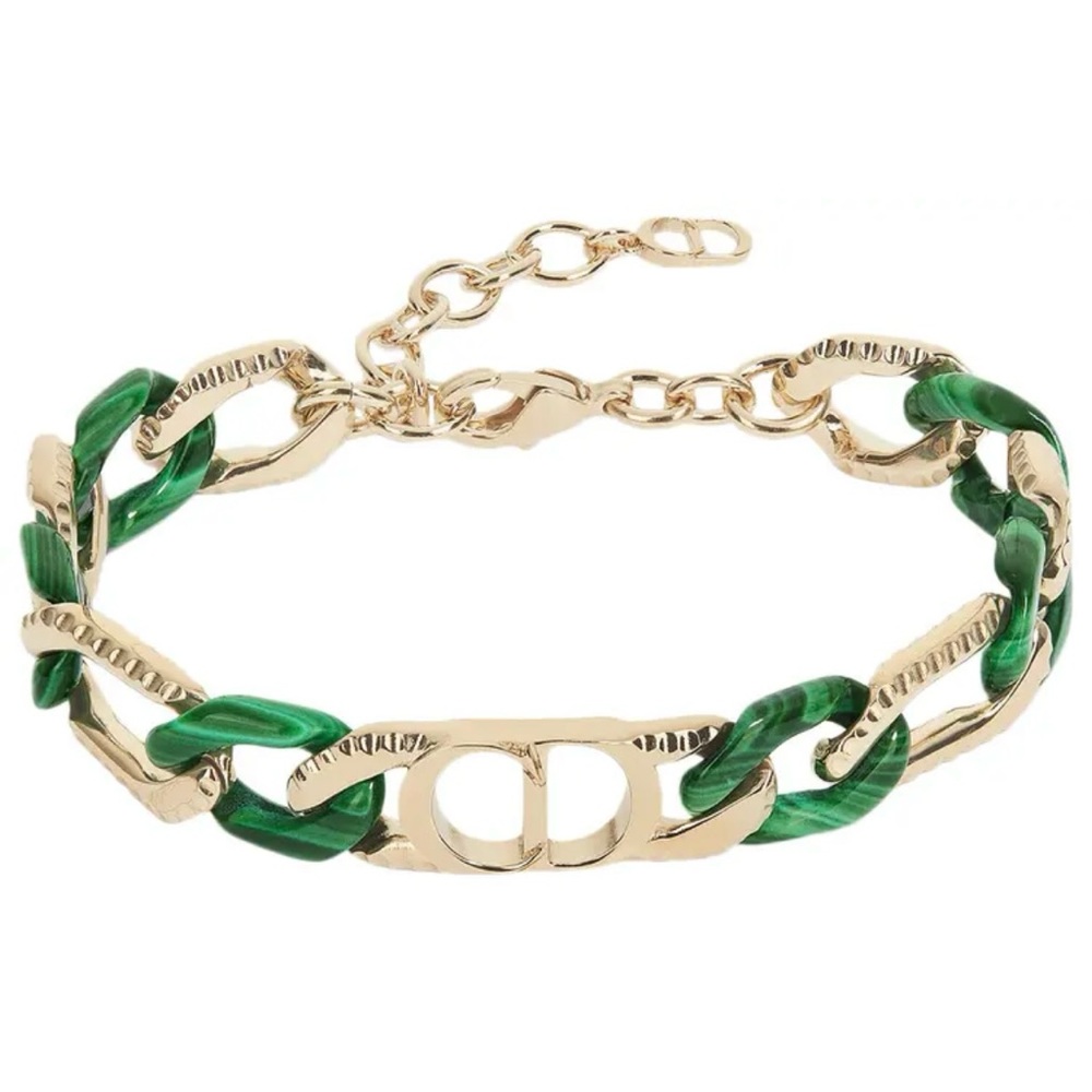 Dior x Denim Tears Chain Link Bracelet Gold and Green